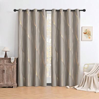 1/2pcs High Shading Silver-Plated Curtain FabricBlackout Curtains Thermal Insulated Lined Window, With Marble Texture Decorative Curtain Board, Grey For Living Room, Bedroom, Kitchen, Bathroom, Home Decor(Similar To Waterproof Material, But Rather Thin)