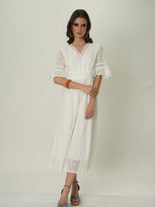 Vestido Largo con Bordado - Blanco - Ver 2