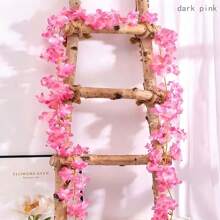 1 件人造樱花花环、樱花花环、樱花藤，适用于户外家庭花园、婚礼拱门、生日、节日派对装饰、花卉活动布置 - 彩色 - 查看 16