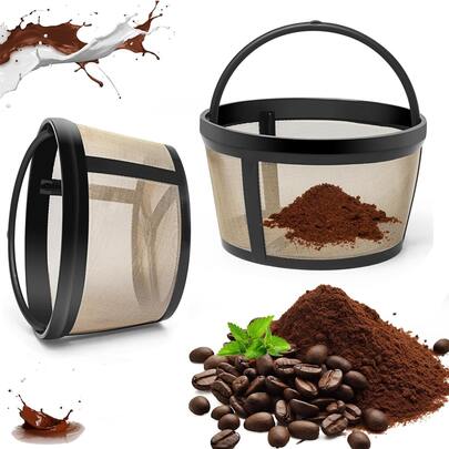 2 Piezas Filtro para Cafetera,Filtro de Café Reutilizables,Filtro Cafetera de Cono 8 Tazas para Cafeteras Nin-ja,Filtros para Cafetera de Goteo, para Cafeteras y Cerveceros