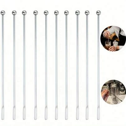 5/10Pcs 18.8cm/7.4in Stainless Steel Cocktail Muddler Stirrer, Creative Bar Tool, Suitable For Bars, Cafes, Mixing Milk Tea, Honey And More