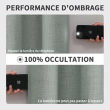 Rideau 100% caché 2 pièces, rideau en lin isolé thermiquement anti-chaleur texturé opaque rideau à œillets isolation légère anti-UV décoration chambre maison salon intérieur