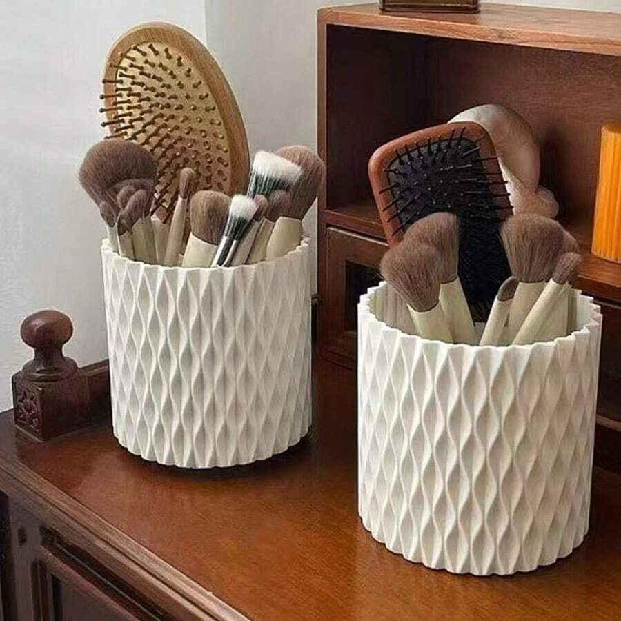 360 度旋转化妆刷架、眼影刷收纳盒、梳妆台收纳盒桌面笔筒家居浴室装饰秋季装饰化妆品收纳盒返校 - 彩色 - 查看 1
