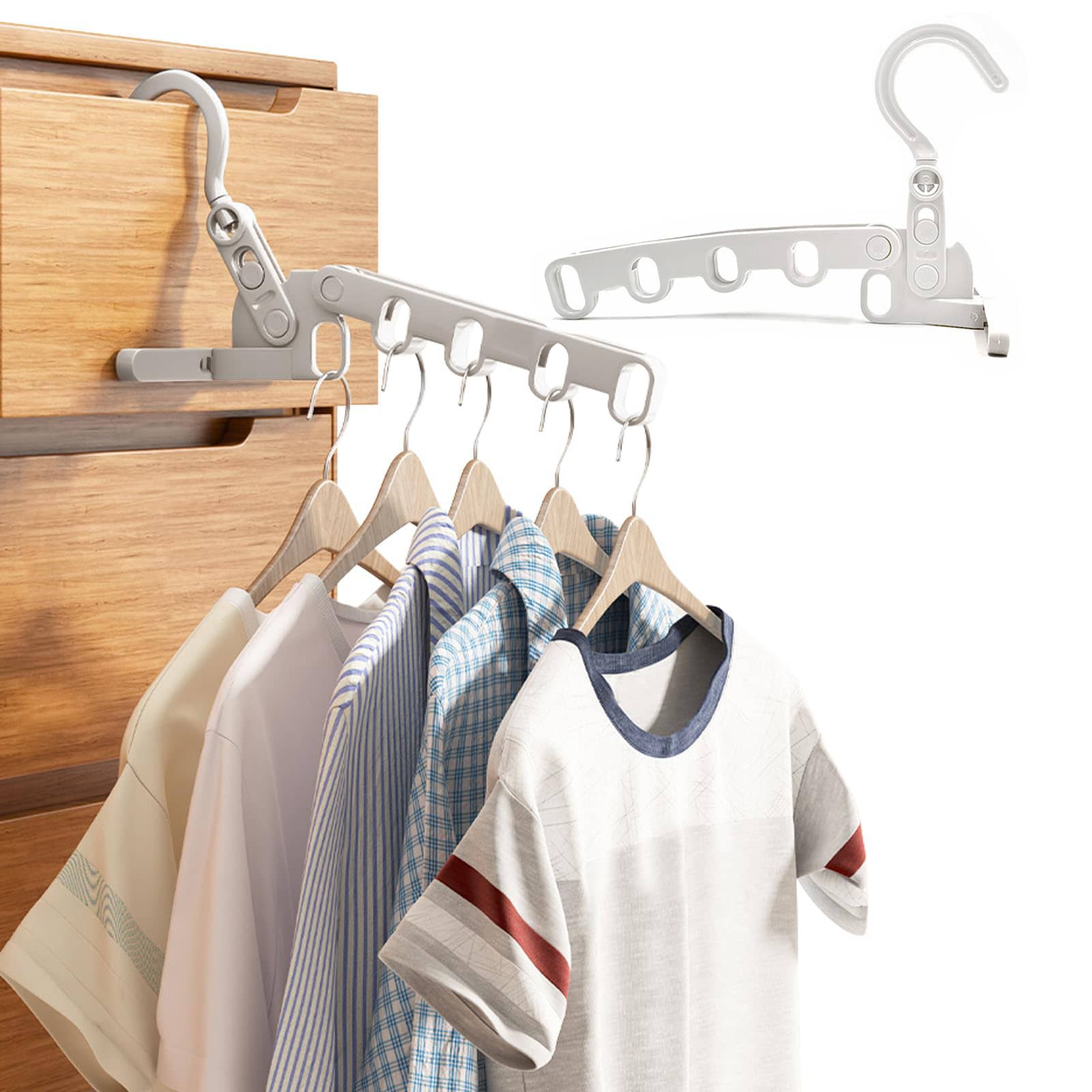 3/1PC 多功能折叠衣架节省空间，可调节垂直和水平衣服收纳架，带有多个孔，用于衣柜储存的塑料衣架，可折叠设计，方便使用和储存，节省空间的壁橱收纳架，非常适合悬挂衬衫、裤子和配饰，非常适合家庭和公寓。