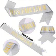 2 Pcs Wonderful Birthday Party Bag - Metal Rhinestone Headpiece And Silver Belt Ribbon Set, Suitable For Women Aged 30, 40, 50, 60, 70, 80 Celebrations - General Occasions - Bridal Showers, Weddings, Anniversary Decorations - No Electricity Required - Suitable For Women Aged 18+ - Gold - View 3