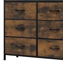 Kommode mit 9 Schubladen,Schrank,Stoffschubladen mit Griffen,Kommodenschrank mit Stabiler Stahlrahmen