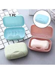 1pc Portable Travel Soap Box, Travel Sealed Waterproof Soap Holder With Cover And Lock, Solid Color Plastic Soap Dish, Soap Storage Case, Bathroom Supplies Teenager Gift Travel Essentials Travel Organizer For Beach Summer Vacation Back To School - Multicolor - View 6