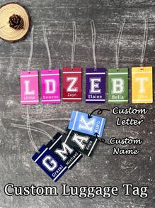 1pc Customized Acrylic Luggage Tag, Customizable With Letter And Name - Blue - View 1