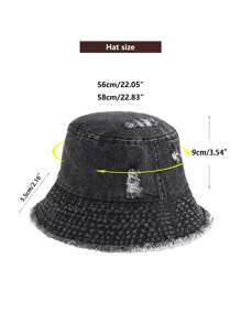 1 pieza Sombrero tipo cubo vintage lavado con borde deshilachado y estilo coreano lindo para mujer, protección solar, moda minimalista para pareja/campus/estudiante, apto para primavera, verano, otoño, uso diario y al aire libre