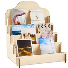 1pc Wooden Desktop Display Stand For Cards, Cosmetics, Jewelry And Delivery, Sturdy And Durable Home Or Office Decor Storage - Multicolor - View 9