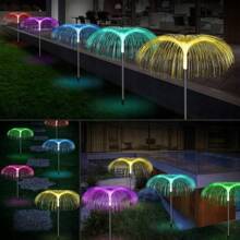 2 confezioni di luci da giardino a LED a energia solare con meduse, 78cm, luci multicolore che cambiano automaticamente, lampade a meduse solari a 7 colori con disegno traforato, 2 modalità di illuminazione, decorazione solare da giardino per cortile, prato, sentiero, luci solari per esterni impermeabili per decorazione notturna del paesaggio