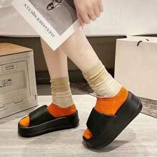 Summer Minimalist Slide Sandals - 1 Pair Of Women's Open Toe Slippers, Thick Sole, Non-Slip EVA, Medium Heel Height