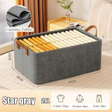 Clothes Cationic Storage Box, Drawer Style Fabric Container Box, Linen Fabric Foldable Storage Box, Canvas Quilt Bag Closet, Organizer And Storage Bag With Reinforced Handles For Organizing Blankets Bedroom Closet Dormitory Sweaters