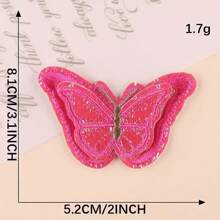 1pc Layer 3D Butterfly Embroidery Patches, Embroidered Iron-On Patches, Red Peach Yellow Light Purple, For Clothing, Jacket, Hat, Jeans, Backpack, Stage Costume