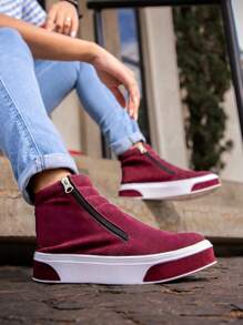 Women Fashion Boots - Burgundy - View 2