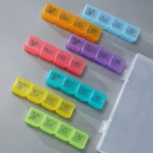 1 pieza Organizador portátil de pastillas diarias con 21/28 compartimentos y tapa, multicolor