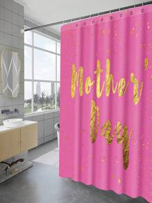 1pc Flower & Letter Print, Mother's Day Element Waterproof Shower Curtain Tapestry, With 12 Hooks Polyester Fabric Bathroom Decor, Waterproof Bathtub Divider, Modern Home Bathroom Decor, Washable, Grommet Top 35inX70in, 47inX70in, 59inX70in, 70inX70in Mother's Day Flowers, Personalized Gifts For Mom, Last Minute Gifts, Mother's Day Ideas, Mothering Sunday Gifts, Handmade Cards For Mum, Best Mother's Day Gifts Under $50