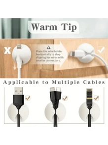 2 个随机颜色圆形电缆整理夹，数据线存储办公室桌面整洁紧固件 - 彩色 - 查看 3