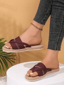 女士时尚沙滩人字拖，大码趾环凉鞋，适合户外度假