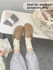 1/5 双装多层袜，奶油色波点中筒袜，卷边波点袜，四季皆宜，多层袜，波点袜，校园风，日常百搭，男女通用，秋季款 - 彩色 - 查看 7