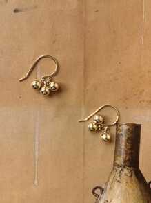 925 纯银三球吊坠耳环，优雅经典复古设计，时尚百搭女士耳环 - 金色 - 查看 4