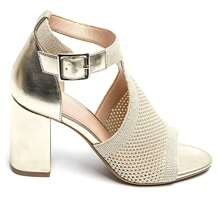 Summer Fashion Hollow Vamp Chunky Heel Sandals - Gold - View 2