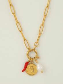 1 pièce Bijou personnalisé, collier de style océan avec pendentif à la mode en forme d'étoile de mer, de coquillage et de dauphin, collier à porter au quotidien