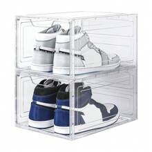 6pcs/Set Shoe Box Plastic Storage Box For Shoe Cabinet, Transparent Container For Organizing Shoes - White - View 1