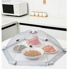 1 pièce Tente de couverture d'aliments à ouverture rapide - Réutilisable, écran parapluie pliable pour barbecues, pique-niques et fêtes en plein air - Garde les mouches et les moustiques à distance - Design transparent avec des bords élastiques pour une utilisation en cuisine et à table