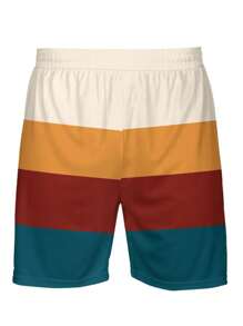 Men's Casual Color Block Short Sleeve T-Shirt And Shorts Set, Summer