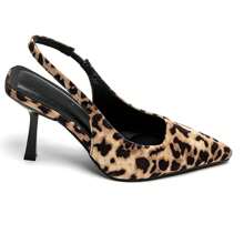 Mid-Heel Slingback Pumps - Leopard - View 2