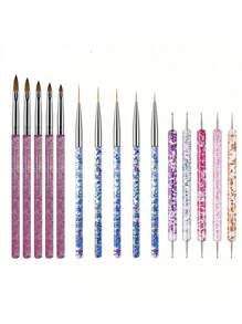 15-delige set nagelkunstkwasten, inclusief gelnagellakkwasten, nagelborstels en andere manicure-instrumenten