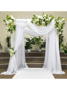 78"/118"/315" Large Size Elegant White Chiffon Voile Wedding Arch Curtain Backdrop, Suitable For Ceremony And Stage Decoration, Wedding Decor - Multicolor - View 13
