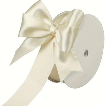 100 Yards Double Sided Ribbon Roll - Cream White - Ivory White - Cherry Blossom Pink - Perfect For Gift Wrapping, Cake Decorating, Bouquet Decorating, DIY Crafts, Wedding Party Accessories, Invitation Packaging (Multiple Sizes Optional)