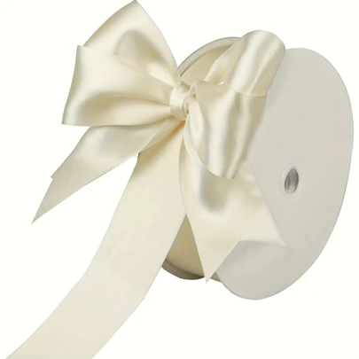 100 Yards Double Sided Ribbon Roll - Cream White - Ivory White - Cherry Blossom Pink - Perfect For Gift Wrapping, Cake Decorating, Bouquet Decorating, DIY Crafts, Wedding Party Accessories, Invitation Packaging (Multiple Sizes Optional)
