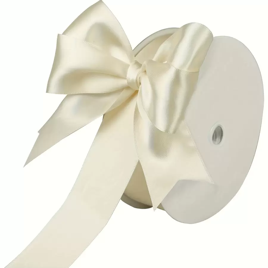 100 Yards Double Sided Ribbon Roll - Cream White - Ivory White - Cherry Blossom Pink - Perfect For Gift Wrapping, Cake Decorating, Bouquet Decorating, DIY Crafts, Wedding Party Accessories, Invitation Packaging (Multiple Sizes Optional)