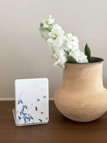 蝴蝶设计可折叠皮革化妆镜 - 双面化妆镜，带放大功能，时尚便携，适合旅行和居家（白色和黑色）母亲节礼物母亲节礼物