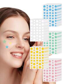 200 Parches para el acné, parches en forma de estrella decorativos para el rostro, calcomanías de estado de ánimo, a prueba de agua y sudor, decoraciones faciales para fiestas, ocultador de imperfecciones, parches para el acné, se envían al azar dos paquetes.