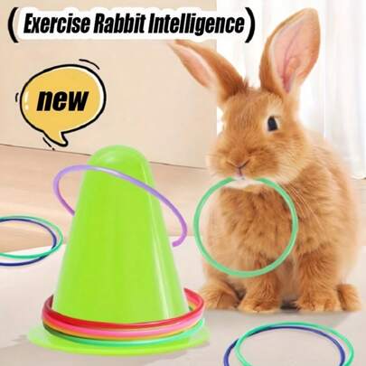 5pcs Random Color Rabbit/Guinea Pig Chew Toys, Puzzle Toys, Circular Toys, Enrichment Toys, Ventilated Ice Cream Bucket