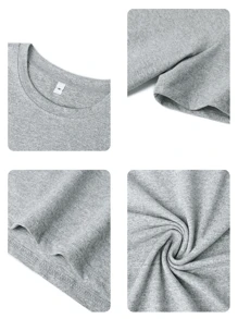 Ta luźna koszulka z krótkim rękawem i okrągłym dekoltem w wiśniowy wzór została zaprojektowana specjalnie dla dziewczynek i dzieci na lato. Wyróżnia się pysznym wzorem wiśni. To wyjątkowa koszulka dla dzieci, które kochają wiśnie i chcą się wyróżnić! Odzież dziewczęca, Koszulka z grafiką dla dziewcząt, Bluzka letnia, Odzież dziewczęca - Szary - Zobacz 3