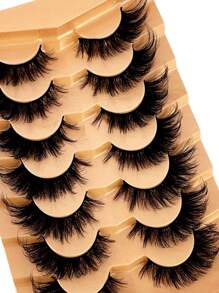 HBZGTLAD 7 Pairs Faux Mink Lashes Multipack Mink Lashes Fluffy False Eyelashes 22mm Full Wispy Lashes 8D Volume Curly Fake Eyelashes - 尖尾漫畫款 - 查看 6
