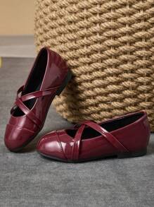 1 Paio di scarpe da vestire in pelle per bambine, colori rosso vino, rosso, verde, scarpe da principessa per scuola, eventi e feste, punta tonda, in morbida pelle, scarpe di bon ton, stile carino e alla moda per l'accademia