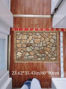 Velvet Non-Slip, Water-Resistant Flock Carpet, Suitable For Campers, Machine Washable Bohemian Patio Mat, Suitable For Living Room, Sunroom And Hard Wood Floor Decoration, Large Area Patio Garden Carpet With Stone Pattern