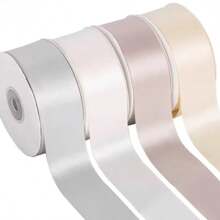 100 Yards Double Sided Ribbon Roll - Cream White - Ivory White - Cherry Blossom Pink - Perfect For Gift Wrapping, Cake Decorating, Bouquet Decorating, DIY Crafts, Wedding Party Accessories, Invitation Packaging (Multiple Sizes Optional)