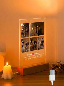 Customized Photo Acrylic Backlit Night Light, Personalized Gift For Family/Friend/Girlfriend/Boyfriend/Mom/Dad, Home Decor, Anniversary 1pc Multi-Functional, Ornamental, Reusable Exquisite, Stylish, Cute, High-Quality, Modern Custom, Personalized, Unique Ideal Gifts, Valentine Day, Valentine Day Decor Birthday Graduation