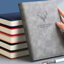 A5 Notebook Journal Ruled Notepad, 360 Pages PU Cover Notebook With Ribbon Bookmark, Paper Journal For Office Home School - Gray - View 6