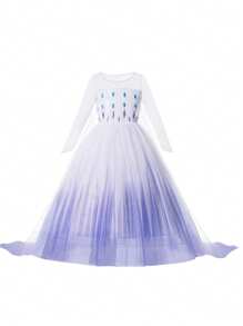 Young Girl Ombre Tulle Maxi Skirt Dress With Sequins And Long Train, Suitable For Outings, Parties And Other Major Events - White - View 5