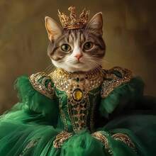 1pc Customizing A Unique Pet Portrait On Canvas, Featuring A Queen Dog, Personalized Royal Pet Artwork, Renaissance-Style Cat Posters, And Royal Animal Prints For Home Decor In The Bedroom, Optional Frame