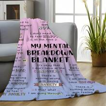 Extra Soft Handmade Pattern "My Mental Breakdown Blanket" Printed Shawl - Comfortable Flannel Shawl Suitable For Men And Women, For Bed, Sofa, Chair - Perfect Birthday And Holiday Gift, All Season Comfortable Blanket, 200x150 Cm