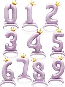 1pc 42-Inch Purple Crown Number Foil Balloon, Suitable For Birthday Party Any Age, Birthday Party, Anniversary, Wedding, Graduation Celebration Decoration, 1pc Happy Birthday Balloon - Purple - View 9